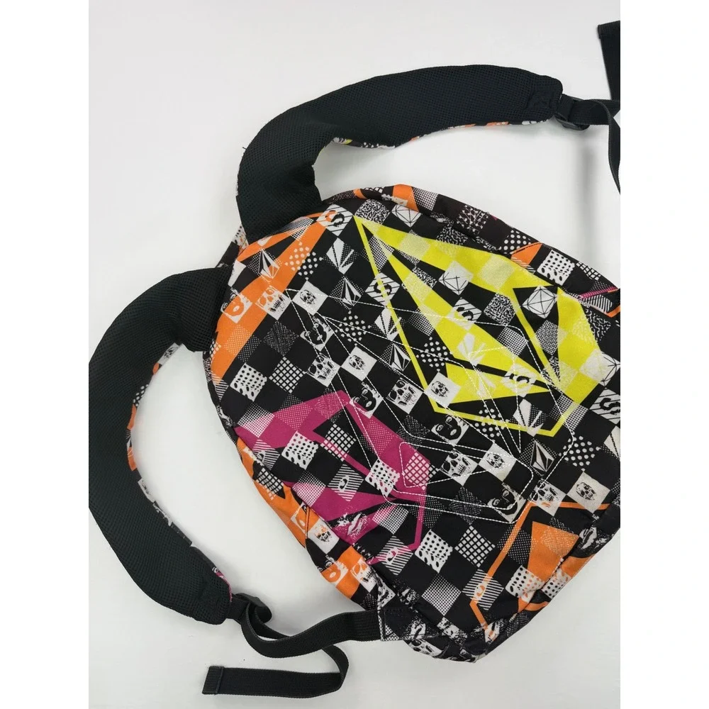 Vintage Volcom Vintage Backpack Y2K Skull Checkerboard Graphic Print Skate Bag